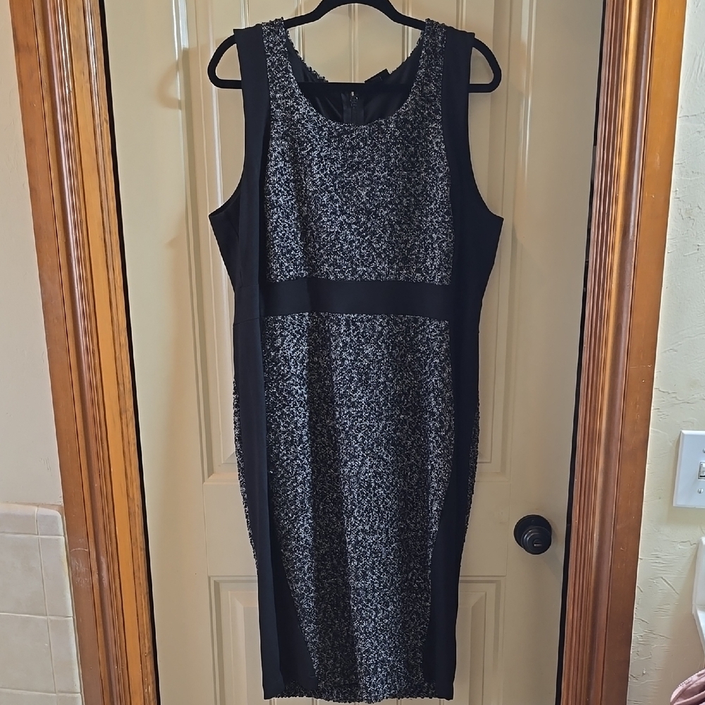 Torrid Black and White Patterned Midi Dress